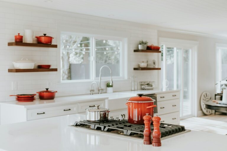 Glossy modern kitchen cabinets with a mirror-like acrylic finish