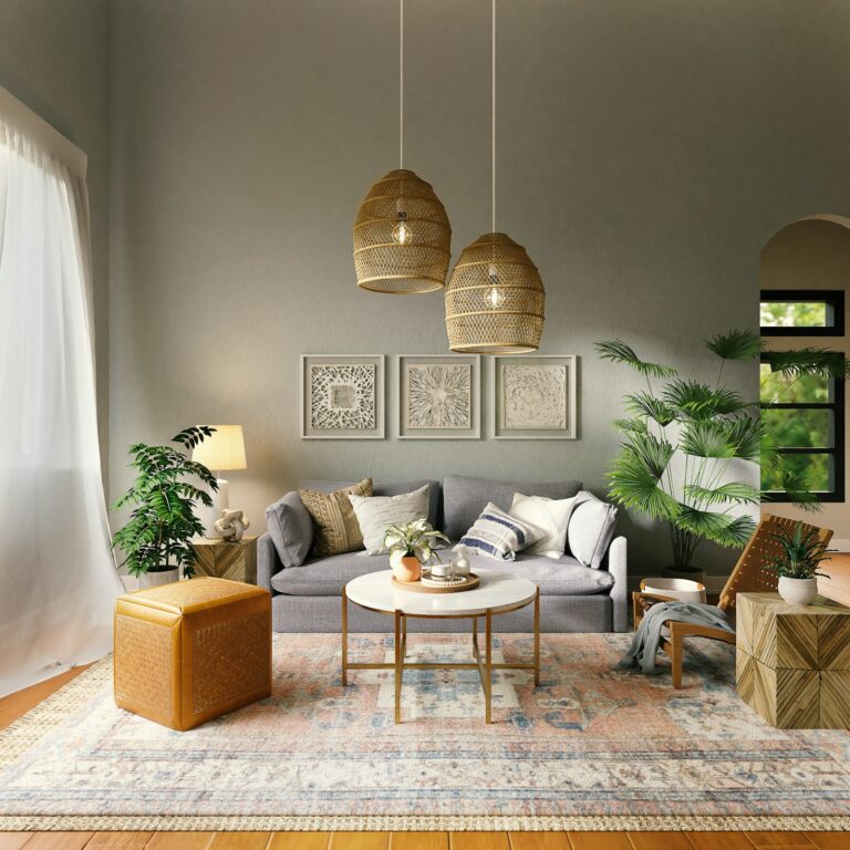 Vertical fluted louver wall panels in a warm wood tone